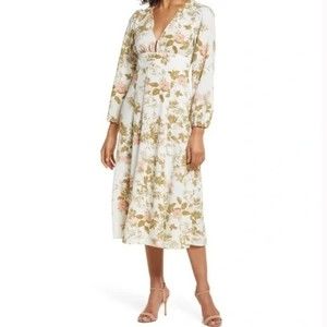 NWT 1. STATE Spring Floral Midi Long Sleeve Dress 2